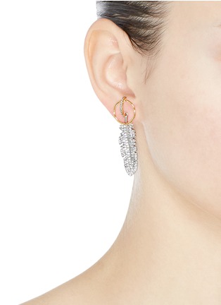 Figure View - Click To Enlarge - VENNA - Detachable feather drop ring stud earrings