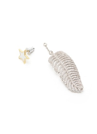 Detail View - Click To Enlarge - VENNA - Detachable glass crystal feather drop star stud earrings