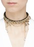 Figure View - Click To Enlarge - VENNA - Star charm faux pearl glass crystal leather choker