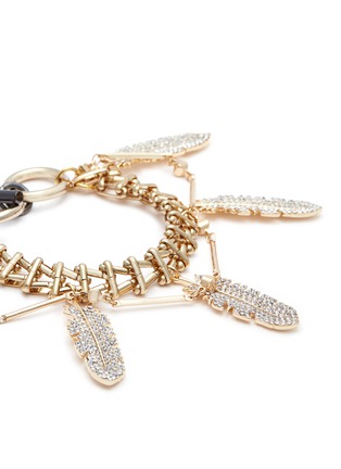 Detail View - Click To Enlarge - VENNA - Glass crystal feather charm bracelet