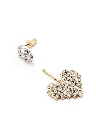 Detail View - Click To Enlarge - VENNA - Detachable glass crystal heart drop skull stud earrings