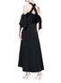 Back View - Click To Enlarge - ELLERY - 'Sly' tie sleeve cross strap crepe maxi dress