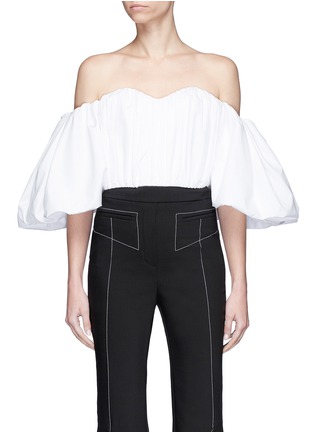 Main View - Click To Enlarge - ELLERY - 'Bachelorette' balloon sleeve smocked off-shoulder corset top