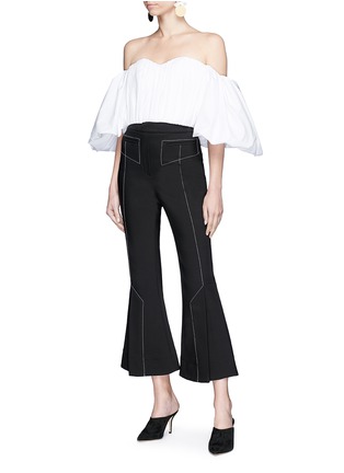 Figure View - Click To Enlarge - ELLERY - 'Bachelorette' balloon sleeve smocked off-shoulder corset top