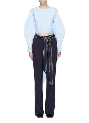 Main View - Click To Enlarge - ELLERY - 'Lasso' sash tie balloon sleeve cropped top