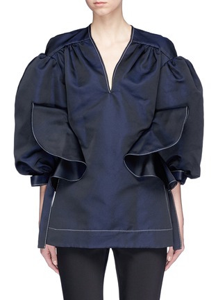 Main View - Click To Enlarge - ELLERY - 'Angel Eyes' puff sleeve ruffle cutout twill top