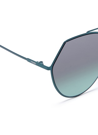 Detail View - Click To Enlarge - FENDI - 'Eyeline' metal angular aviator sunglasses