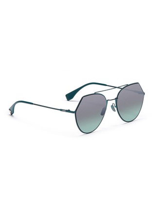 Figure View - Click To Enlarge - FENDI - 'Eyeline' metal angular aviator sunglasses