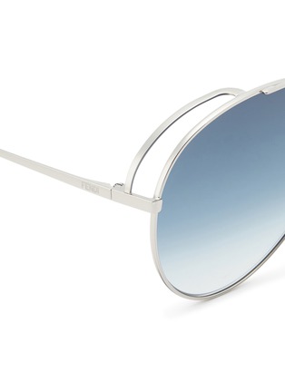 Detail View - Click To Enlarge - FENDI - Cutout spoiler metal double bridge aviator sunglasses
