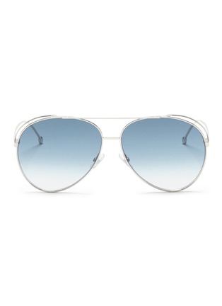 Main View - Click To Enlarge - FENDI - Cutout spoiler metal double bridge aviator sunglasses