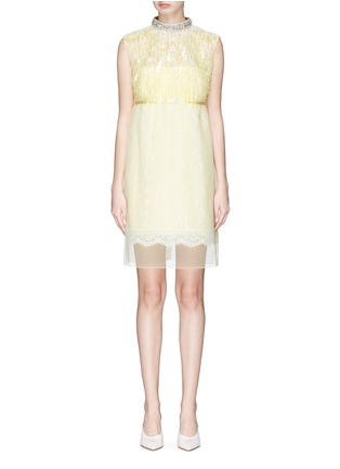 Main View - Click To Enlarge - MARC JACOBS - Embellished organdy overlay floral guipure lace dress