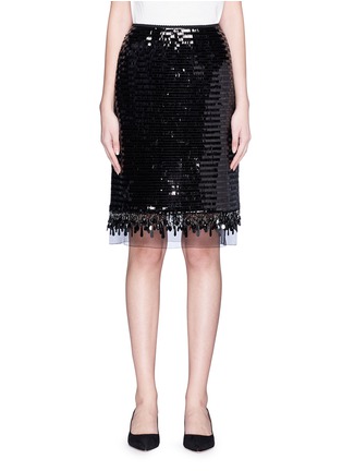 Main View - Click To Enlarge - MARC JACOBS - Organza underlay sequin embroidered beaded fringe skirt