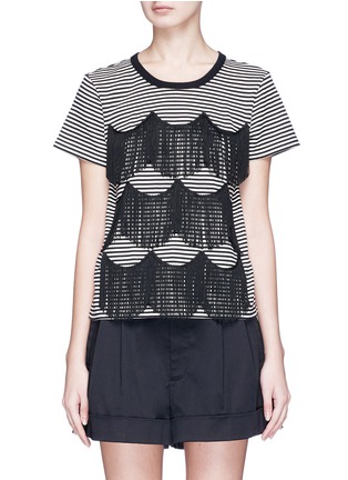 Main View - Click To Enlarge - MARC JACOBS - Scalloped fringe stripe T-shirt