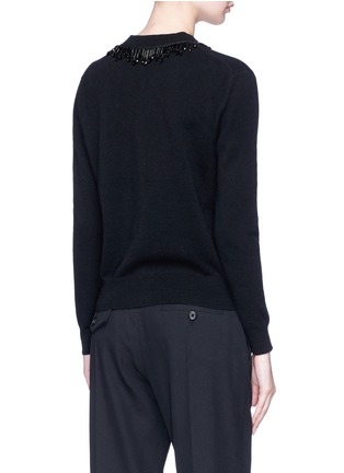 Back View - Click To Enlarge - MARC JACOBS - Embellished fringe collar wool-cashmere sweater