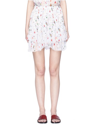 Main View - Click To Enlarge - ISABEL MARANT ÉTOILE - 'Earley' graphic print smocked crepe mini skirt