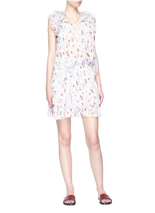 Figure View - Click To Enlarge - ISABEL MARANT ÉTOILE - 'Earley' graphic print smocked crepe mini skirt