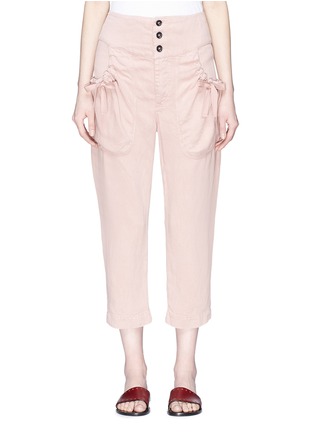 Main View - Click To Enlarge - ISABEL MARANT ÉTOILE - 'Weaver' bow ruched pocket cropped twill pants