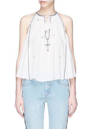 Main View - Click To Enlarge - ISABEL MARANT ÉTOILE - 'Mysen' ethnic embroidered tassel sleeveless top