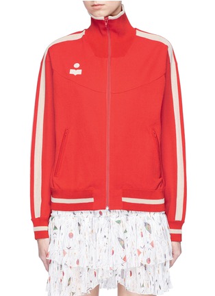Main View - Click To Enlarge - ISABEL MARANT ÉTOILE - 'Darcy' logo print technical knit turtleneck track jacket