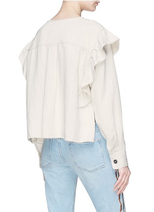 Back View - Click To Enlarge - ISABEL MARANT ÉTOILE - 'Wally' ruffle twill cropped boxy top