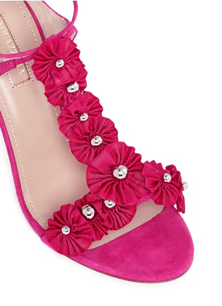 Detail View - Click To Enlarge - AQUAZZURA - 'Exotic' studded sunflower suede sandals