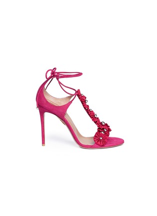 Main View - Click To Enlarge - AQUAZZURA - 'Exotic' studded sunflower suede sandals