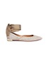 Main View - Click To Enlarge - AQUAZZURA - 'Bliss Ballet' ankle tie star embroidered suede skimmer flats