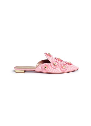 Main View - Click To Enlarge - AQUAZZURA - 'Sunflower' embellished studded moire slides