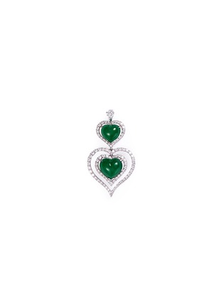 Main View - Click To Enlarge - SAMUEL KUNG - Diamond jade 18k white gold heart cutout pendant