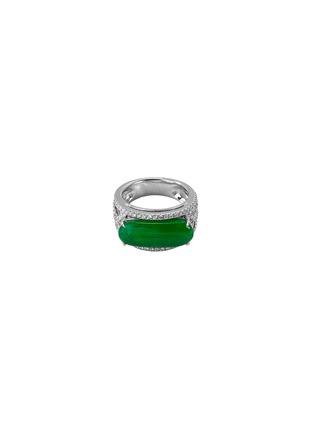 Main View - Click To Enlarge - SAMUEL KUNG - Diamond jade 18k white gold cutout ring