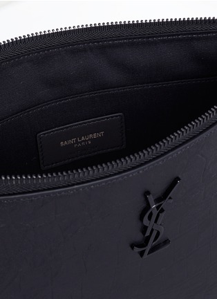 Detail View - Click To Enlarge - SAINT LAURENT - Croc embossed leather pouch