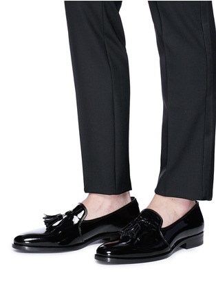 Figure View - Click To Enlarge - SAINT LAURENT - 'Montaigne 25' tassel patent leather loafers