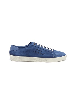 Main View - Click To Enlarge - SAINT LAURENT - 'SL06' logo embroidered suede sneakers