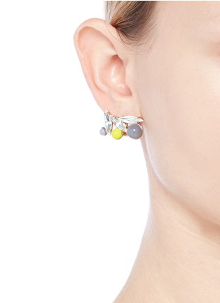 Figure View - Click To Enlarge - ANTON HEUNIS - 'Amy 3.04' Swarovski crystal agate floral stud earrings