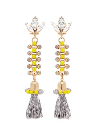 Main View - Click To Enlarge - ANTON HEUNIS - 'Amy 3.11' Swarovski crystal agate tassel chain earrings