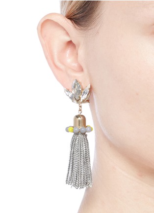 Figure View - Click To Enlarge - ANTON HEUNIS - 'Amy 3.05' Swarovski crystal agate tassel earrings