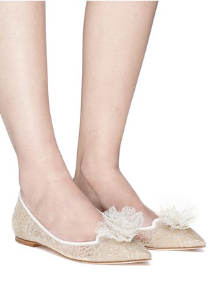 Figure View - Click To Enlarge - JIMMY CHOO - 'Estelle' embellished floral lace flats