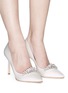 Figure View - Click To Enlarge - JIMMY CHOO - 'Romy 85' crystal tiara satin pumps