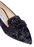 Detail View - Click To Enlarge - JIMMY CHOO - 'Gabie' satin bow glitter devoré velvet loafers