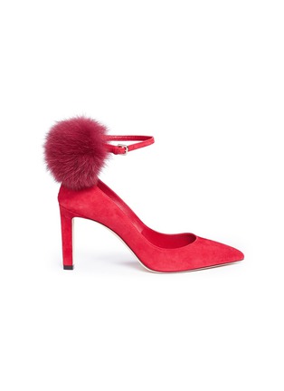 Main View - Click To Enlarge - JIMMY CHOO - 'South 85' fox fur pompom suede pumps