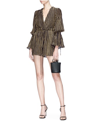 Figure View - Click To Enlarge - C/MEO COLLECTIVE - 'City Lights' stripe metallic playsuit