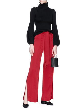 Figure View - Click To Enlarge - C/MEO COLLECTIVE - 'Fatal Lines' belted satin pants