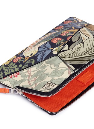 Detail View - Click To Enlarge - LOEWE - 'Puzzle' botanical print canvas leather flat pouch