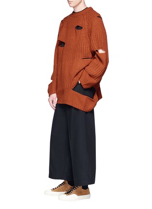 Figure View - Click To Enlarge - MIHARAYASUHIRO - Cutout mixed knit sweater