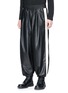 Detail View - Click To Enlarge - MIHARAYASUHIRO - Stripe outseam faux leather jogging pants