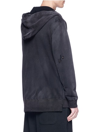 Back View - Click To Enlarge - MIHARAYASUHIRO - Ripped distressed zip hoodie