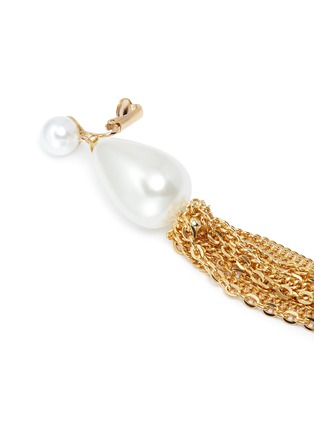 Detail View - Click To Enlarge - KENNETH JAY LANE - Glass pearl chain tassel clip earrings