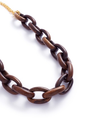 Detail View - Click To Enlarge - KENNETH JAY LANE - Interlocking wooden chain necklace