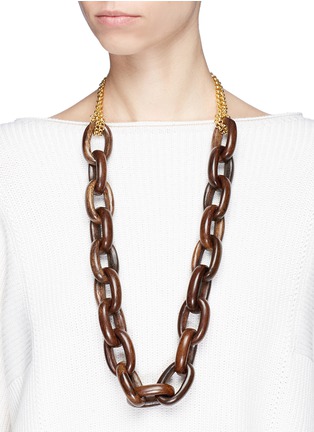 Figure View - Click To Enlarge - KENNETH JAY LANE - Interlocking wooden chain necklace