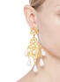 Figure View - Click To Enlarge - KENNETH JAY LANE - Filagree glass pearl drop clip earrings